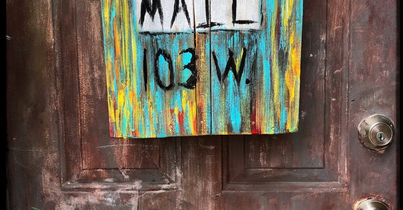 Distressed Look - Multi-coloured Wooden Mailbox Mounted On Door