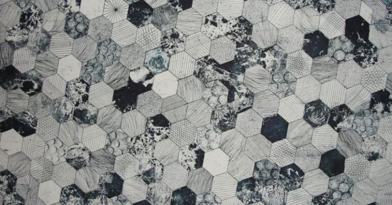 Tiles - Gray and Black Hive Printed Textile
